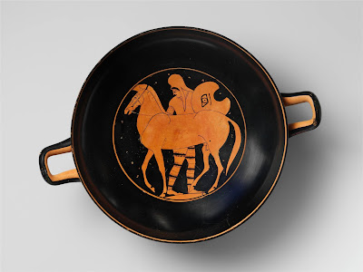 Szkíta harcos lovával – görög tál rajza